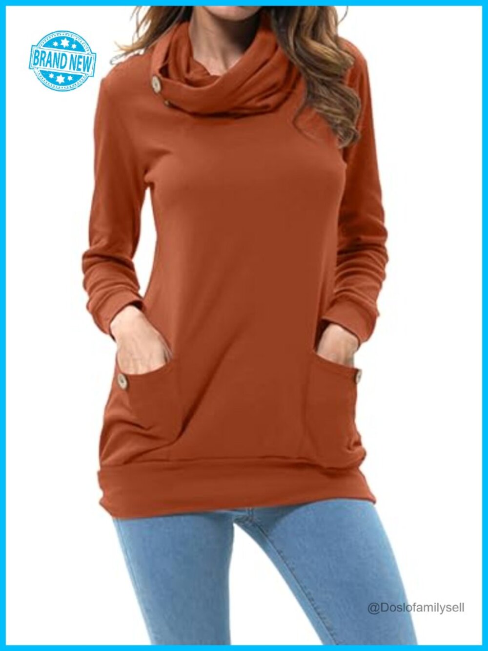 Womens Long Sleeve Tunic Sweatshirt Loose Fit Pullover